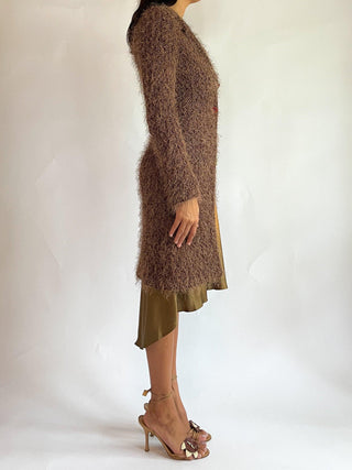 1990s-00s Fuzzy Duster Sweater Coat (S-M)