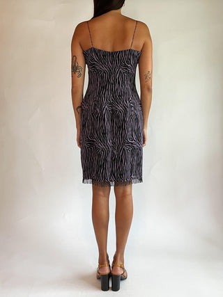 1990s-00s Silk Purple Zebra Dress with Beaded Fringe (6)