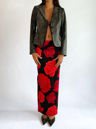 1990s-00s Distressed Faux Leather Jacket (6-8)