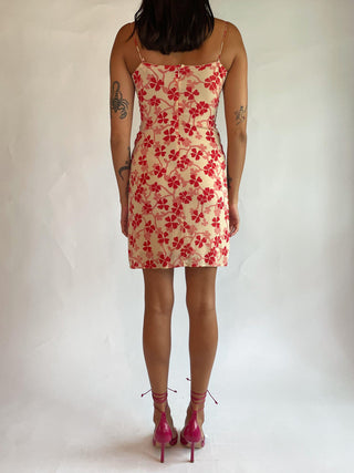 1990s-00s Silk Floral Mini Dress (2-4)