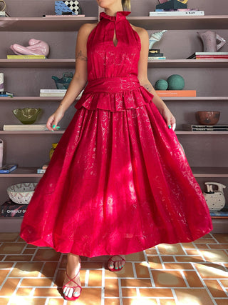 1990s Scherrer Boutique by  Jean-Louis Scherrer Red Silk Gown, Made in France (4-6)