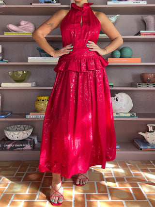 1990s Scherrer Boutique by  Jean-Louis Scherrer Red Silk Gown, Made in France (4-6)