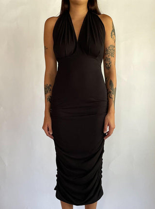 1990s-00s Ruched Halter Dress (XS-M)