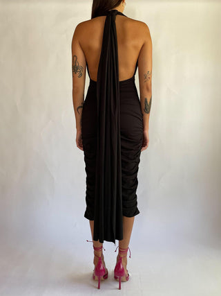 1990s-00s Ruched Halter Dress (XS-M)