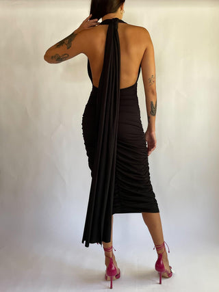 1990s-00s Ruched Halter Dress (XS-M)
