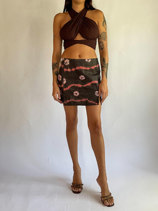 2000s Betsey Johnson Tie Dyed Leather Mini Skirt (4-8)
