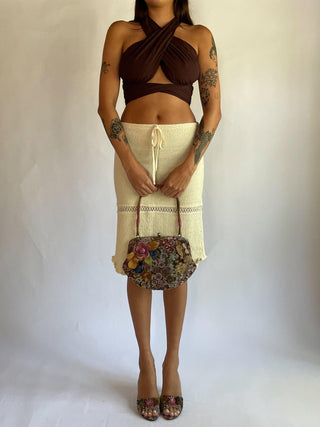 1990s Knit Cream Skirt (S)