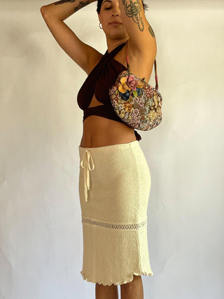 1990s Knit Cream Skirt (S)