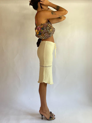 1990s Knit Cream Skirt (S)