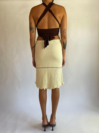 1990s Knit Cream Skirt (S)