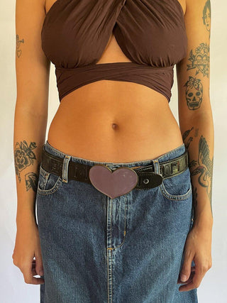 1990s Tres Fiores Enamel Heart Belt (29"-32")