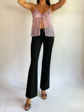 2000s Belt Detail Mid Rise Pants, Made in France (4)