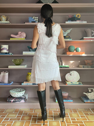 2000s Ballerina Pink Tattered Silk Dress, Made in Italy (S-L)