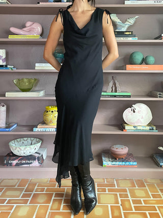 2000s Cowl Neck Bias Cut Silk Dress (6)