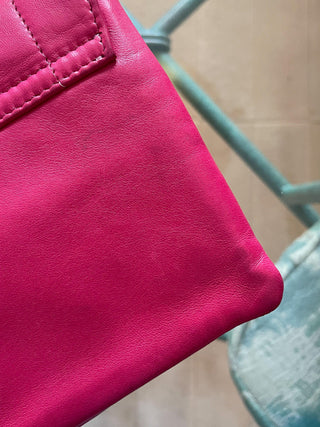 2000s Chanel Magenta Quilted Lambskin Lucite Hinge and Chain Strap Bag, Made in France