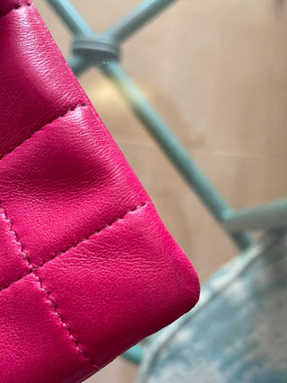 2000s Chanel Magenta Quilted Lambskin Lucite Hinge and Chain Strap Bag, Made in France