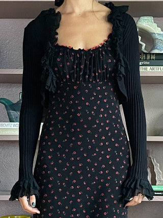 1990s Slinky Rose Print Maxi Dress (M)