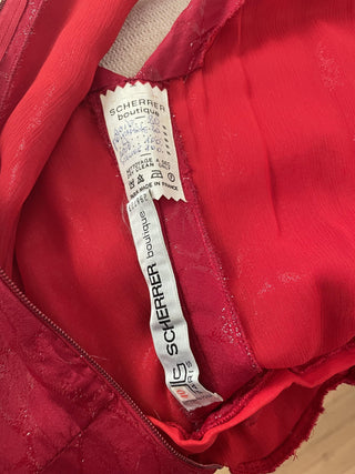 1990s Scherrer Boutique by  Jean-Louis Scherrer Red Silk Gown, Made in France (4-6)