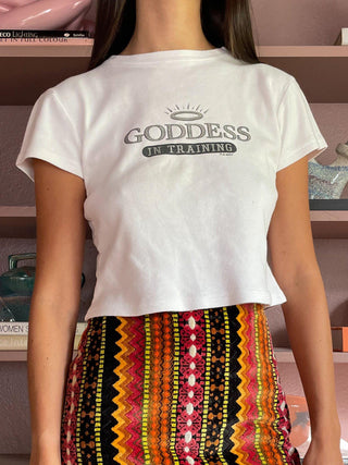 1990s-00s 'Goddess In Training' Baby Tee (L)