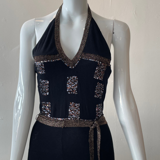 Sequined Knit Halter Dress (M)