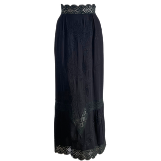 2000s Moschino Couture Embroidered Silk Skirt, Made in Italy (25”)