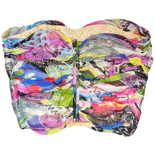 Bazar Christian LaCroix Silk Graffiti Corset Top, Made in France (L/XL)