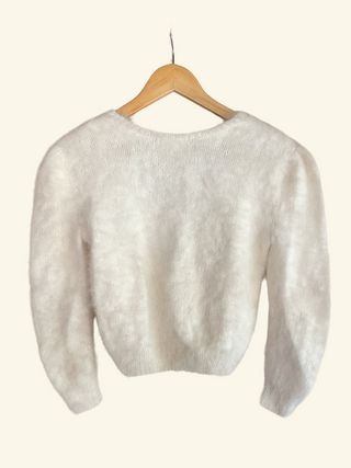 Vintage Cream Cropped Angora Sweater (S/M)