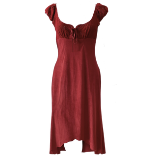 Faux Suede Rust Peasant Dress (M)