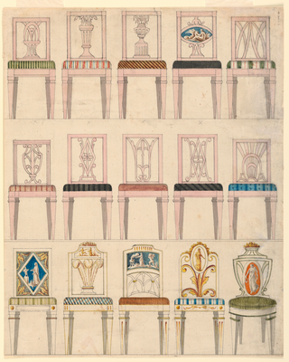 Designs for Fifteen Side Chairs Print, 1805