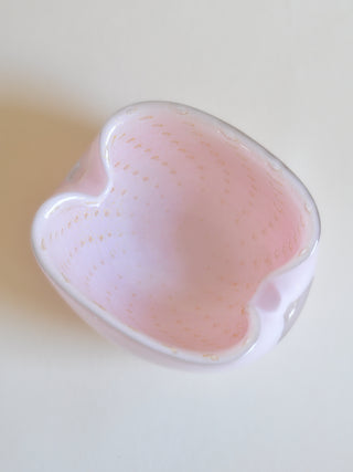 Alfredo Barbini Pink Italian Murano Bullicante Glass Catchall