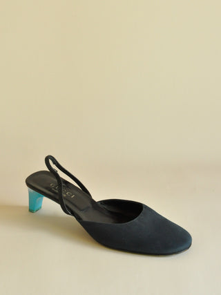 1990s Gucci Arielle Electric Blue Heel Slingbacks, Made in Italy (7.5)