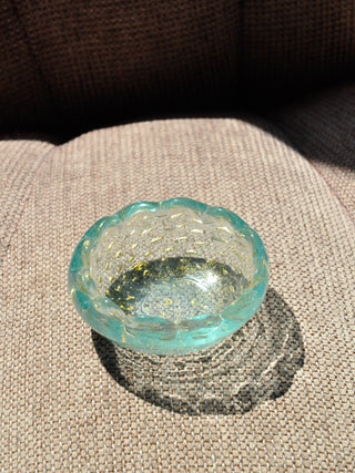 Aqua Italian Murano Bullicante Glass Catchall
