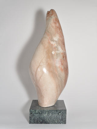 Pink Marble Biomorphic Sculpture on Green Marble Base