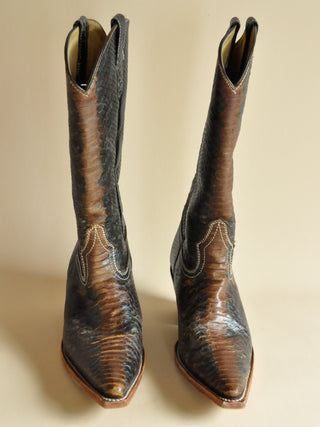 Vintage Snakeskin Pointed Toe Western Boots, Made in Mexico (8/9)