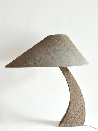 Curved Fabric Table Lamp with Oversized Asymmetrical Shade