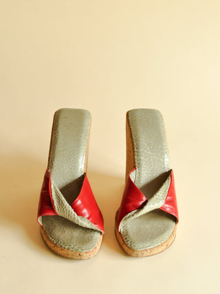 1970s-80s Red Cork Wedges (6)