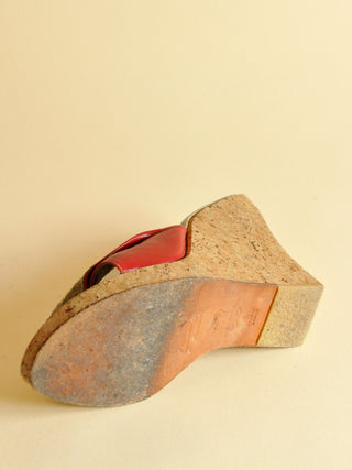 1970s-80s Red Cork Wedges (6)