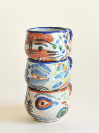 Mexican Talavera Vázquez Face Mug III, Signed