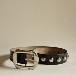 Dolce & Gabbana Embossed Patent Leather Studded Belt, Made in Italy