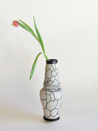 Abstract Glazed & Raw Vase, Signed