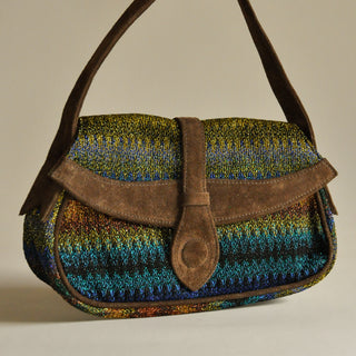 Missoni Metallic Print & Suede Shoulder Bag, Made in Italy