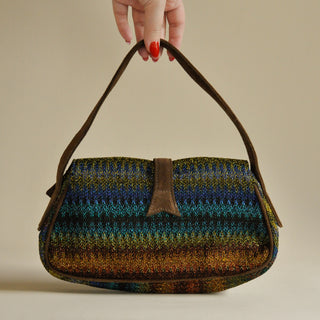 Missoni Metallic Print & Suede Shoulder Bag, Made in Italy