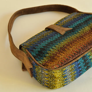 Missoni Metallic Print & Suede Shoulder Bag, Made in Italy