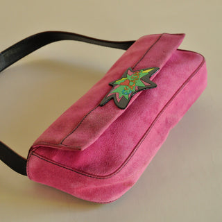 Escada Pink Suede Enamel Logo Bag, Made in Italy