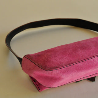 Escada Pink Suede Enamel Logo Bag, Made in Italy