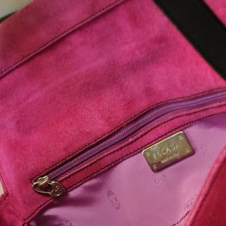 Escada Pink Suede Enamel Logo Bag, Made in Italy