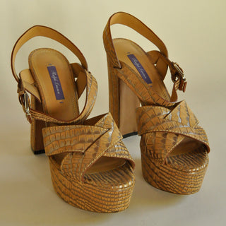 Ralph Lauren Collection Platform Leather Sandals, Made in Italy (40)