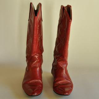 Vintage Red Leather Cowboy Boots (8.5)