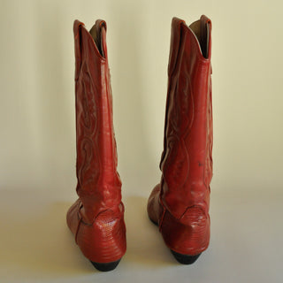 Vintage Red Leather Cowboy Boots (8.5)