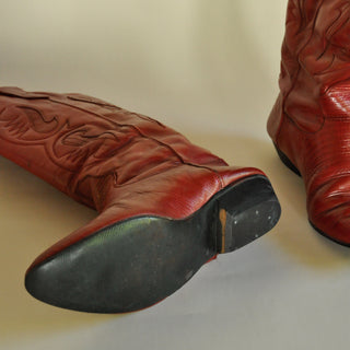 Vintage Red Leather Cowboy Boots (8.5)